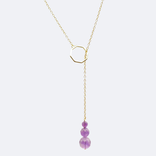 Amethyst gold drop necklace 