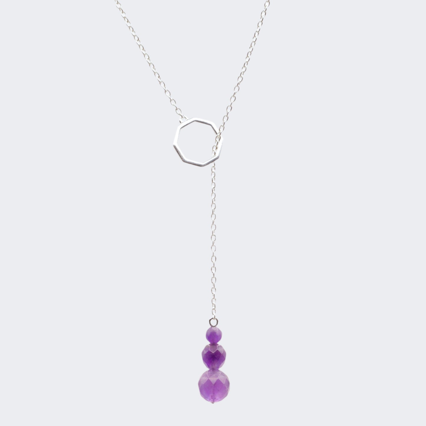 Amethyst silver drop necklace 