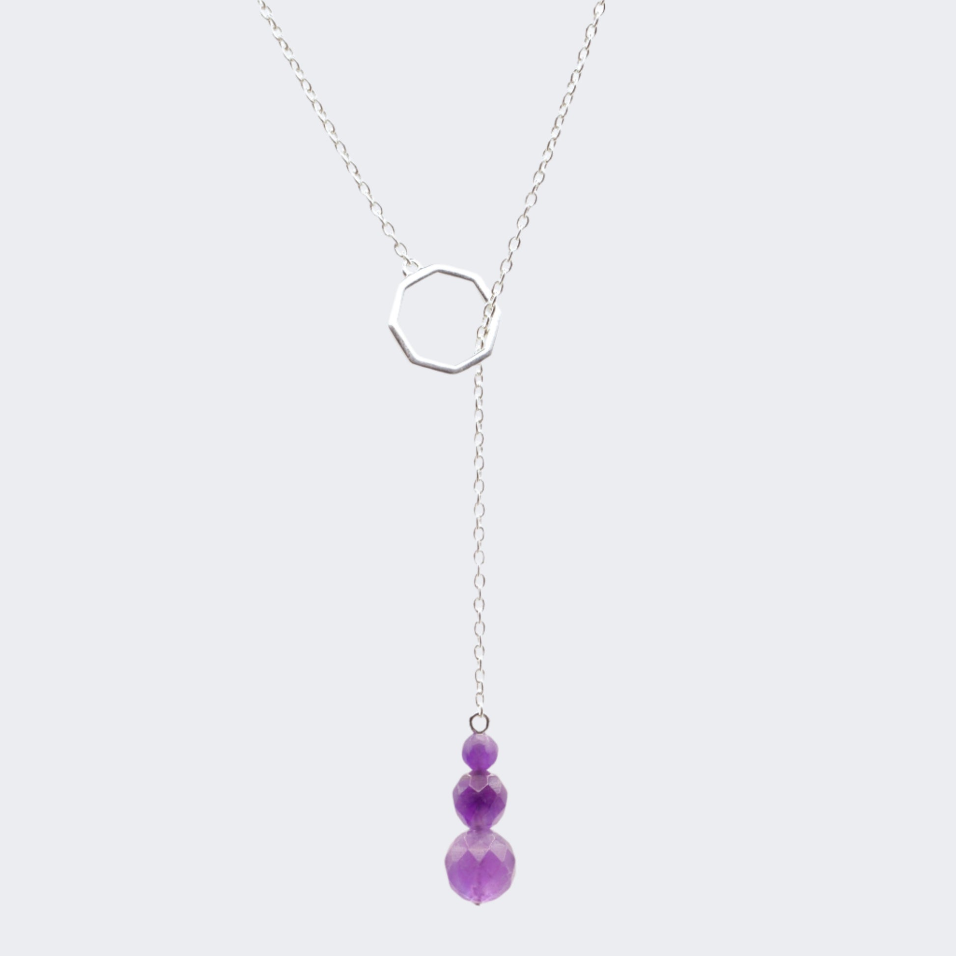 Amethyst silver drop necklace 