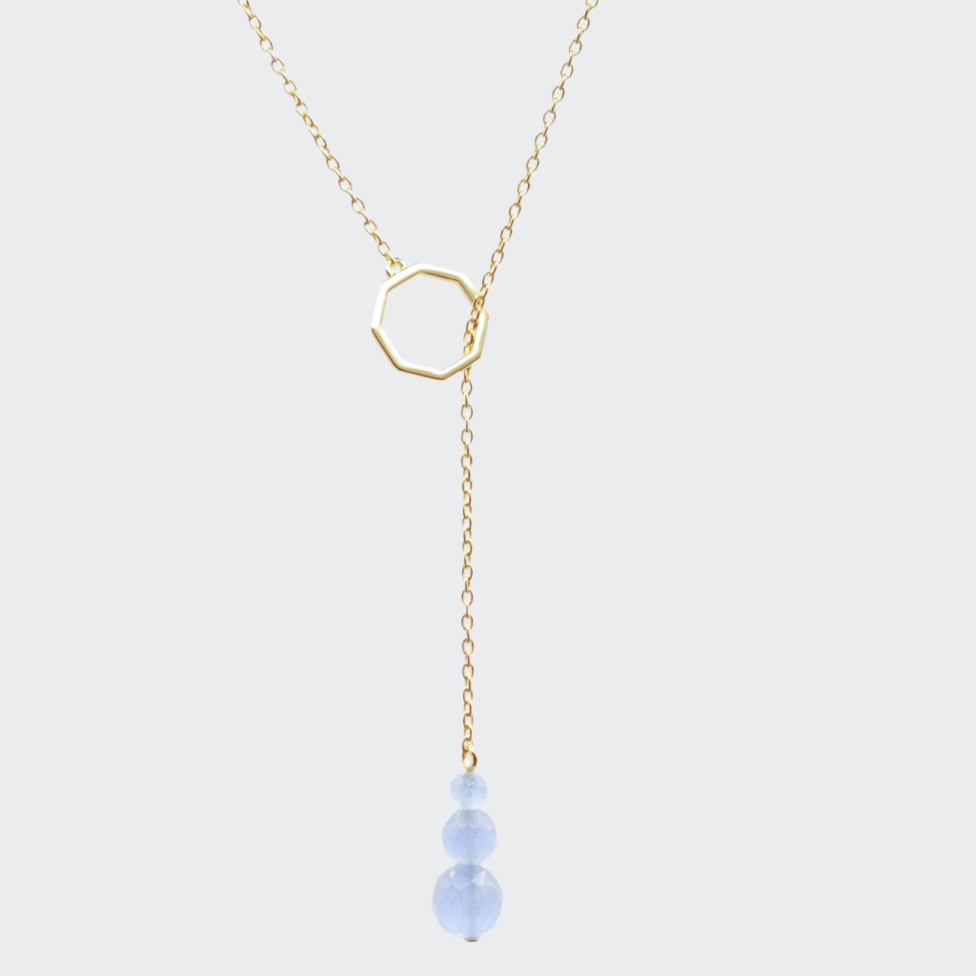 Aquamarine gold drop necklace 
