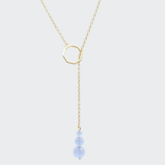 Aquamarine gold drop necklace 