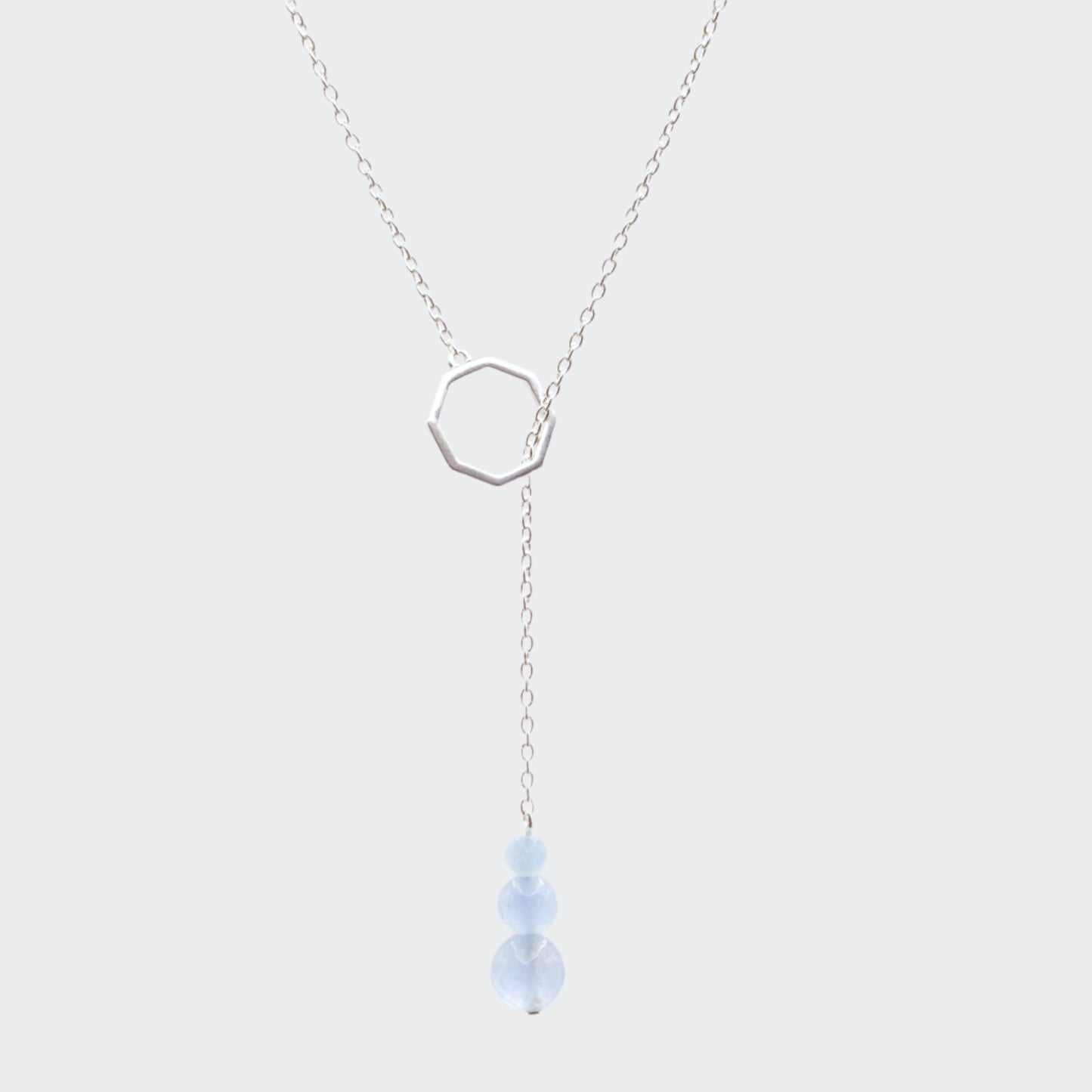Aquamarine silver drop necklace