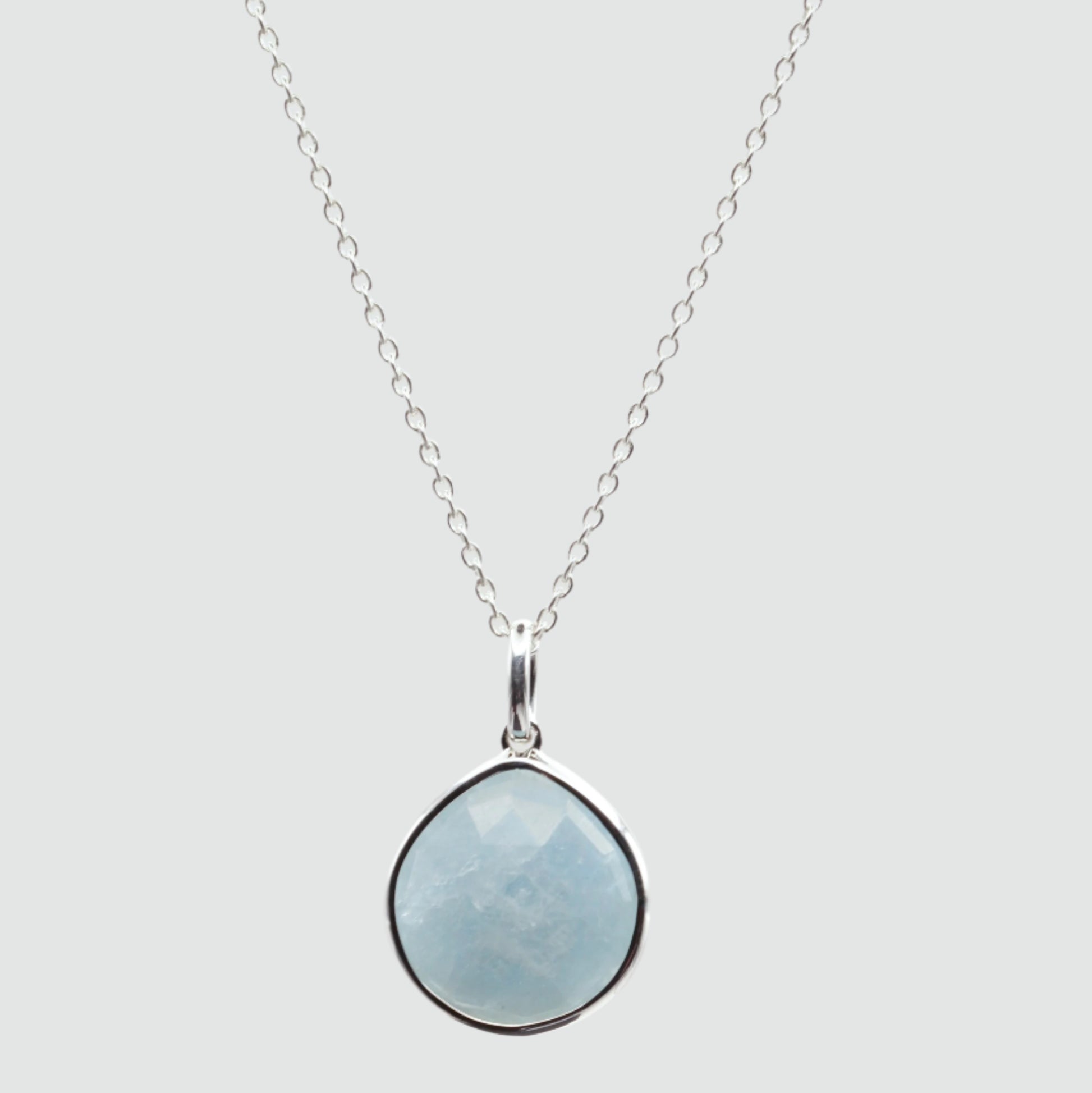 Aquamarine silver pear pendant 