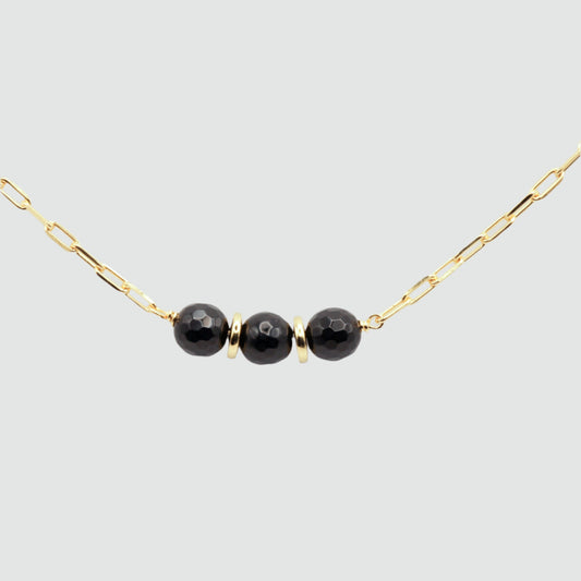 Black onyx gold chain necklace 