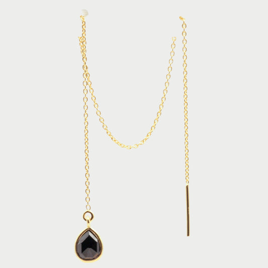 Black onyx gold earrings