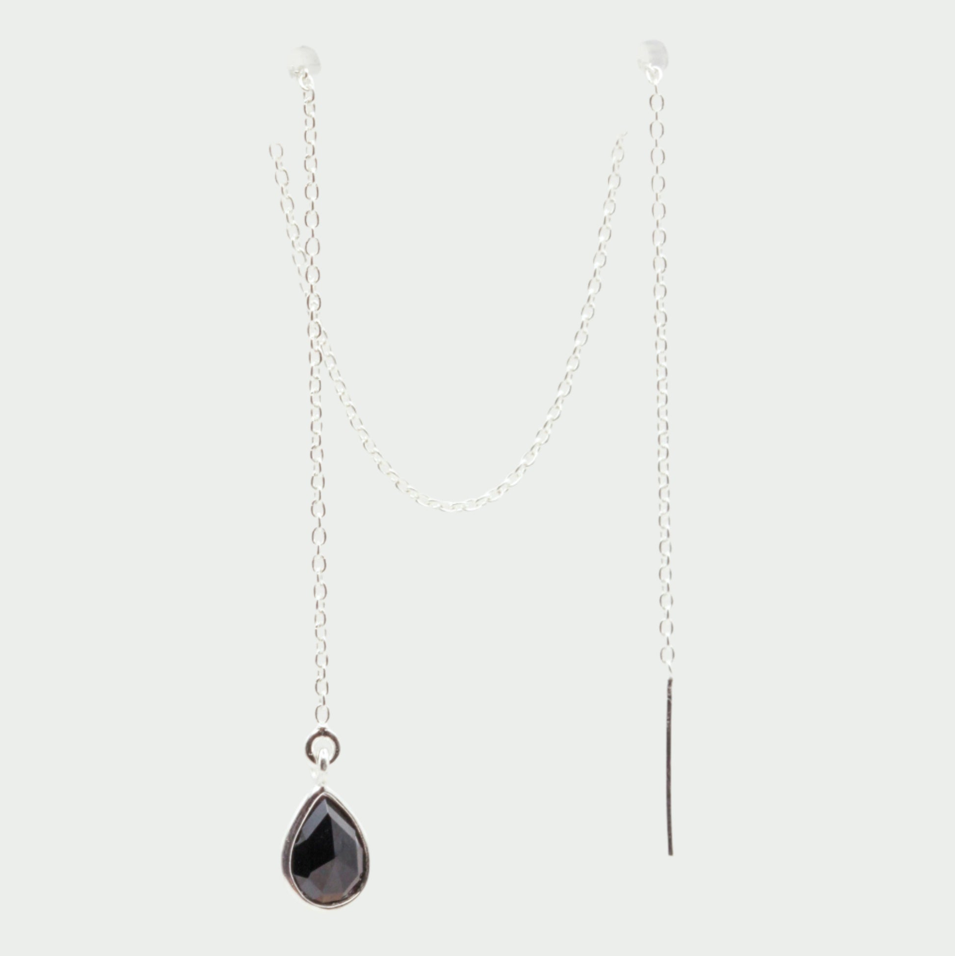 Black onyx silver earrings