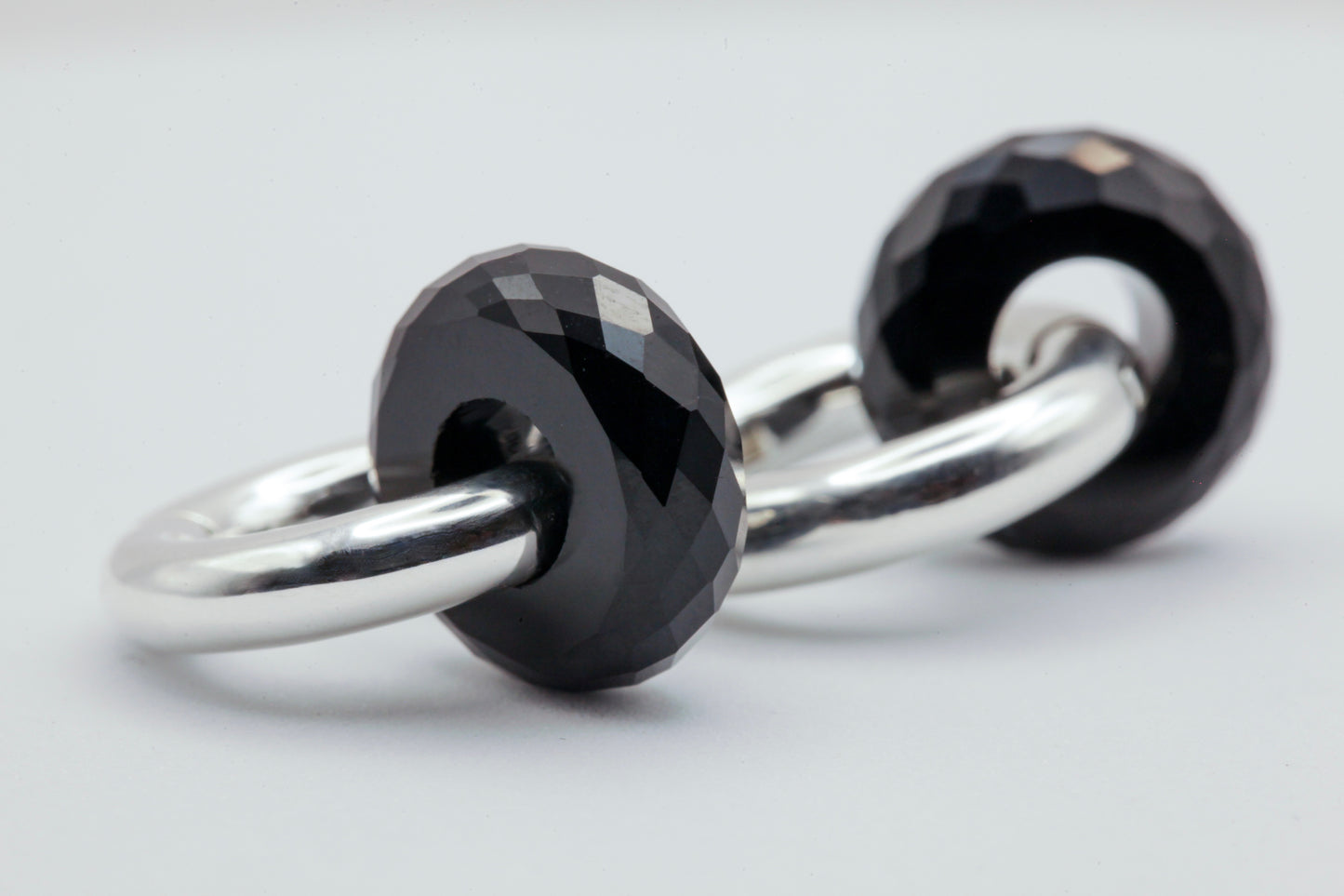 Black onyx hoop silver earrings 
