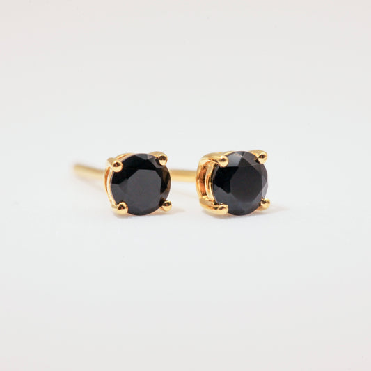 Black onyx gold studs