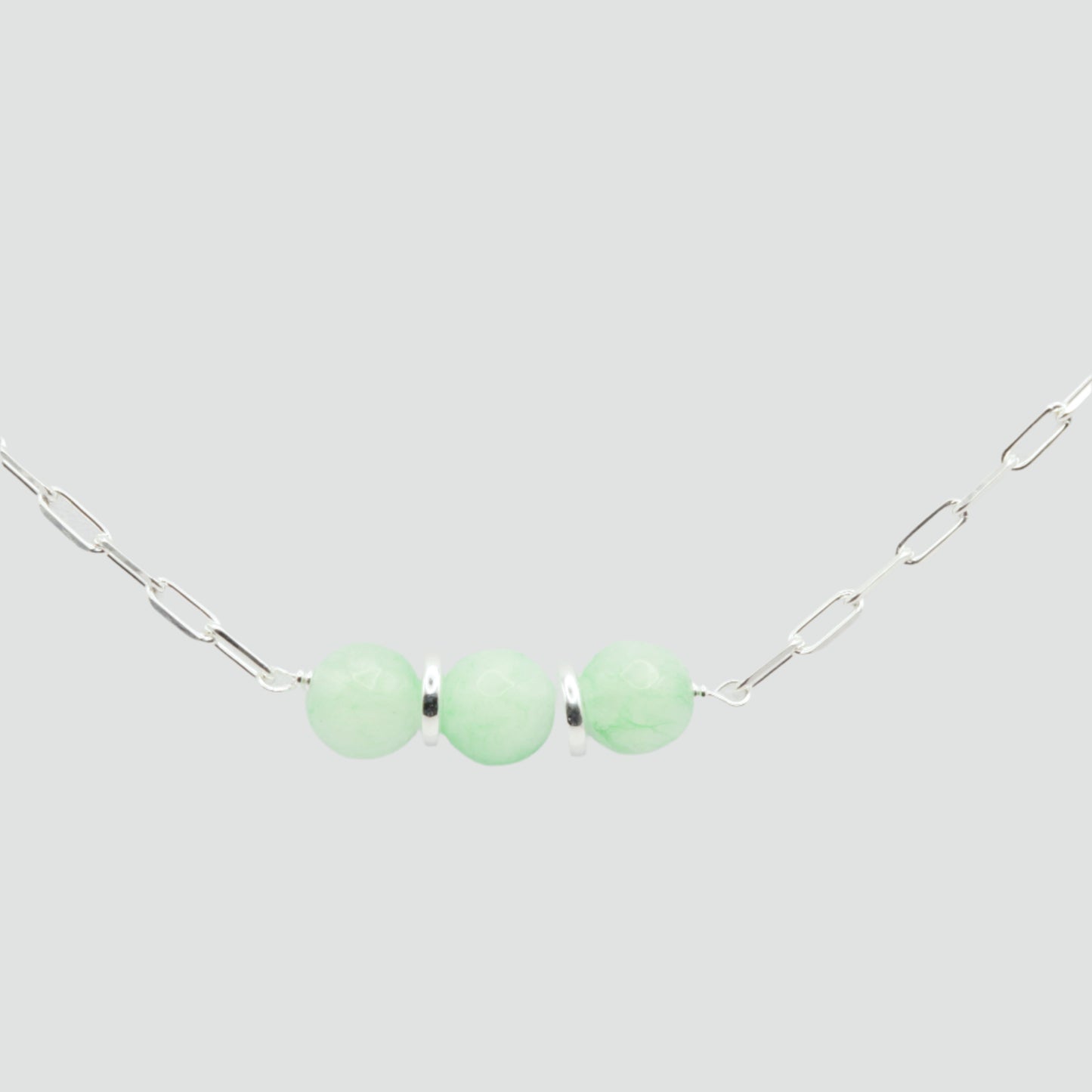 Chrysoprase silver chain necklace 