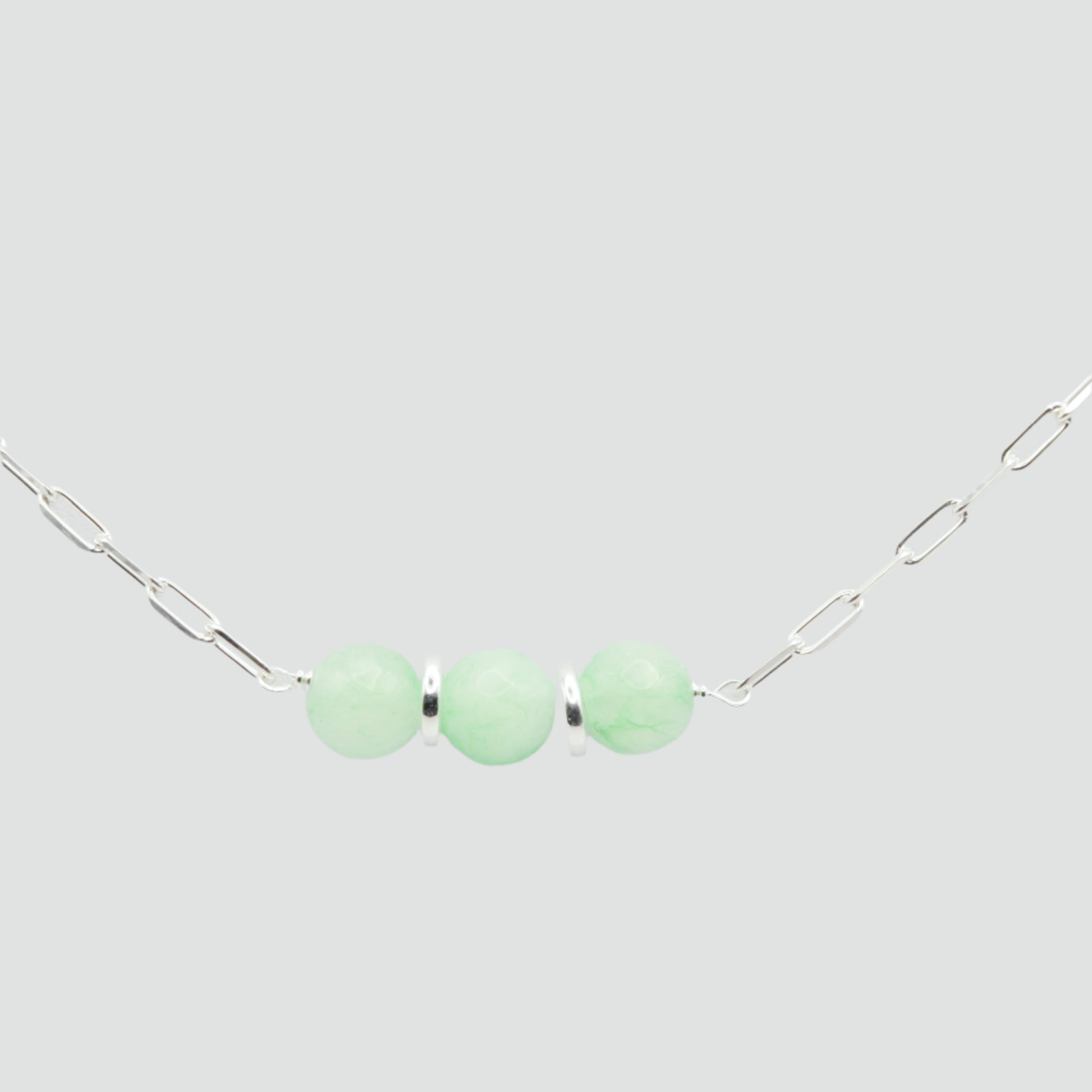 Chrysoprase silver chain necklace 