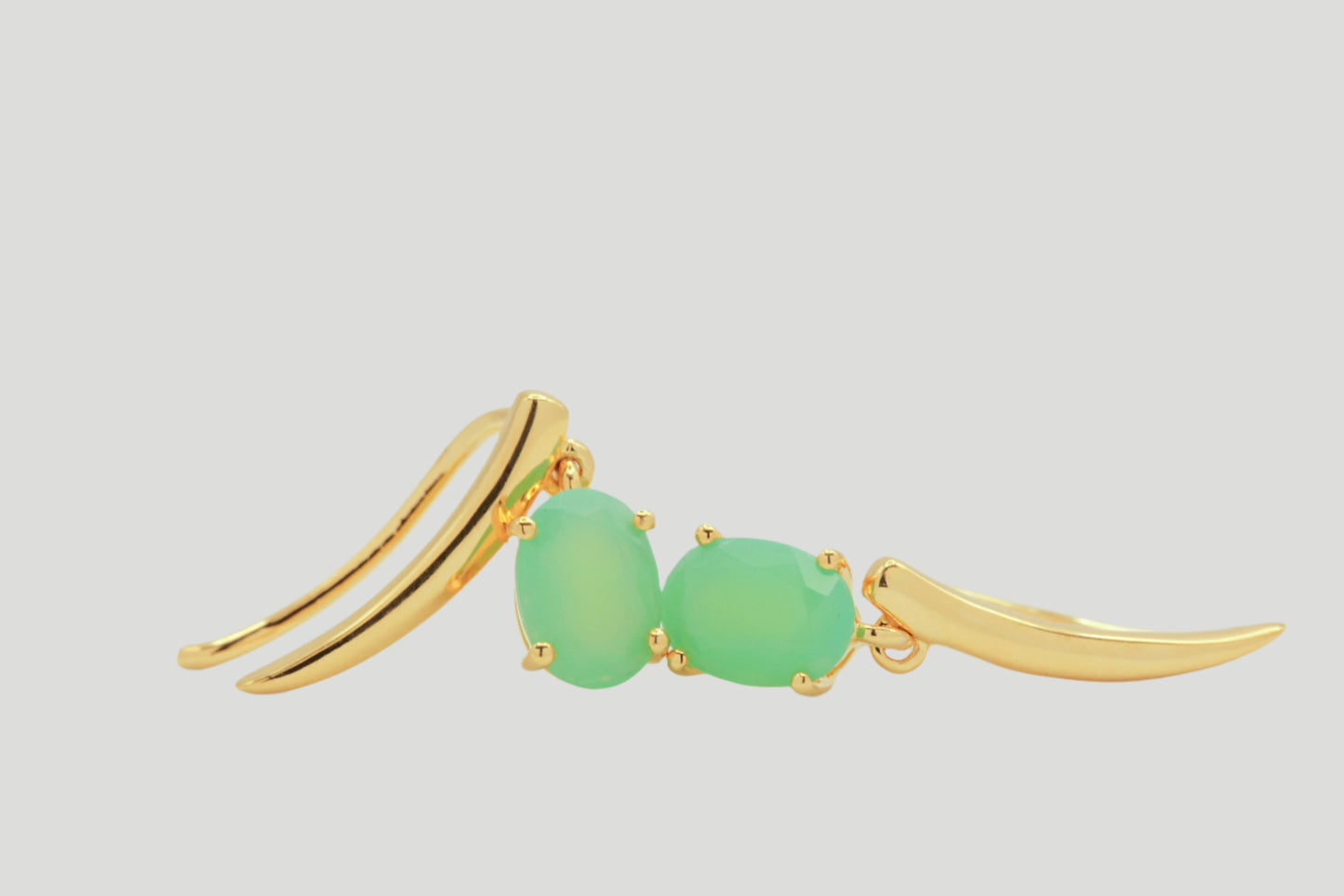 Chrysoprase gold climber earring 