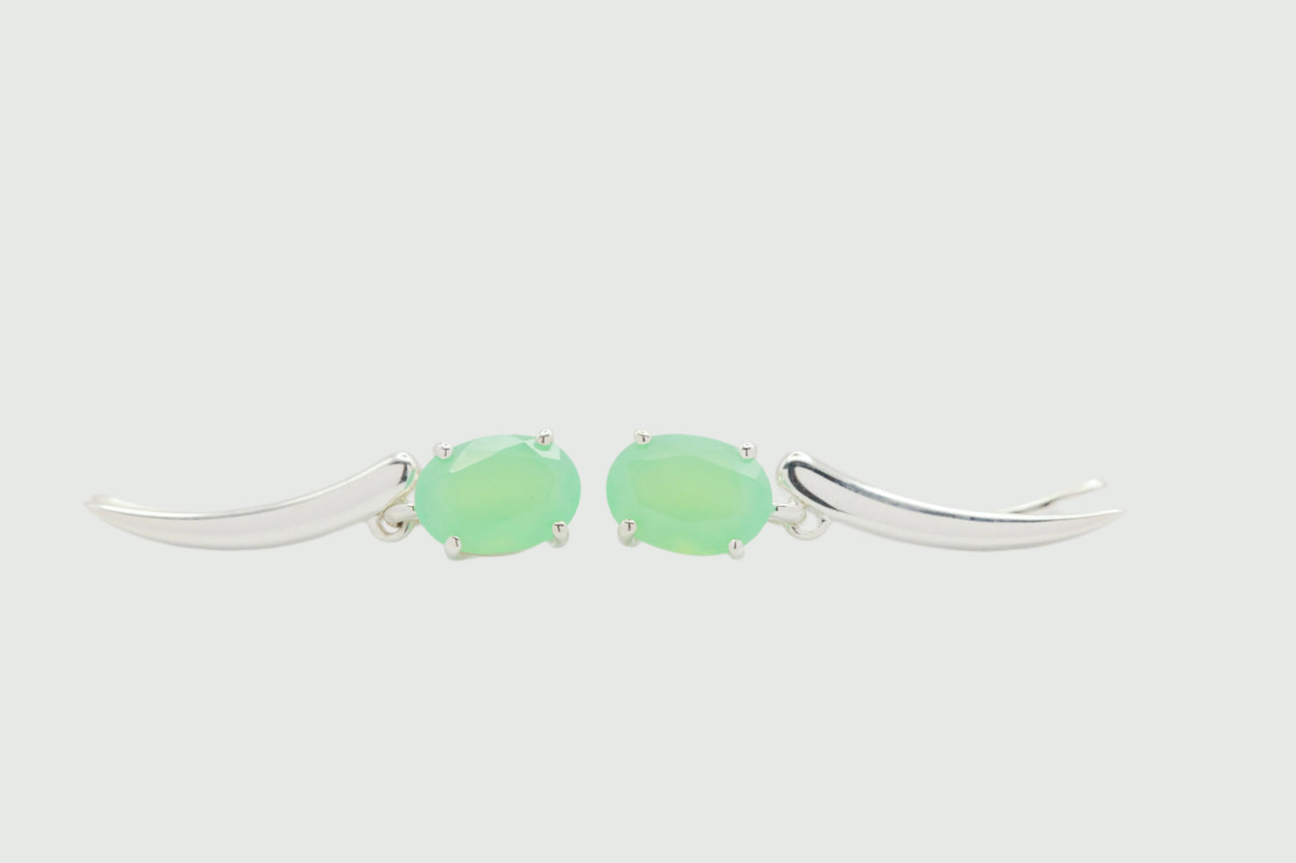 Chrysoprase silver climber earring