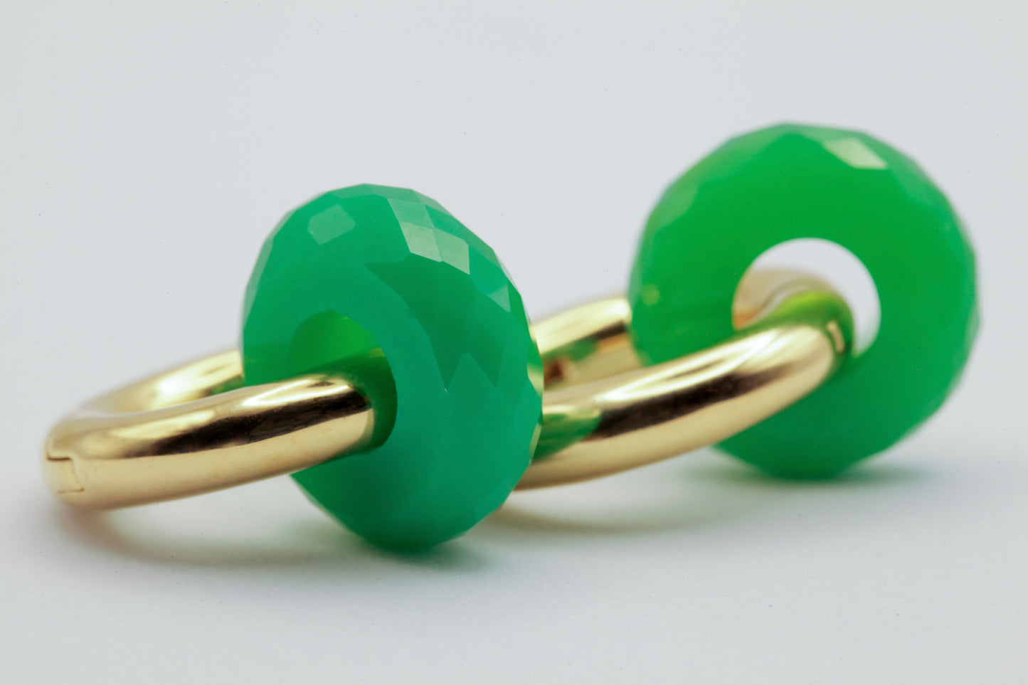 Chrysoprase hoop gold earrings 