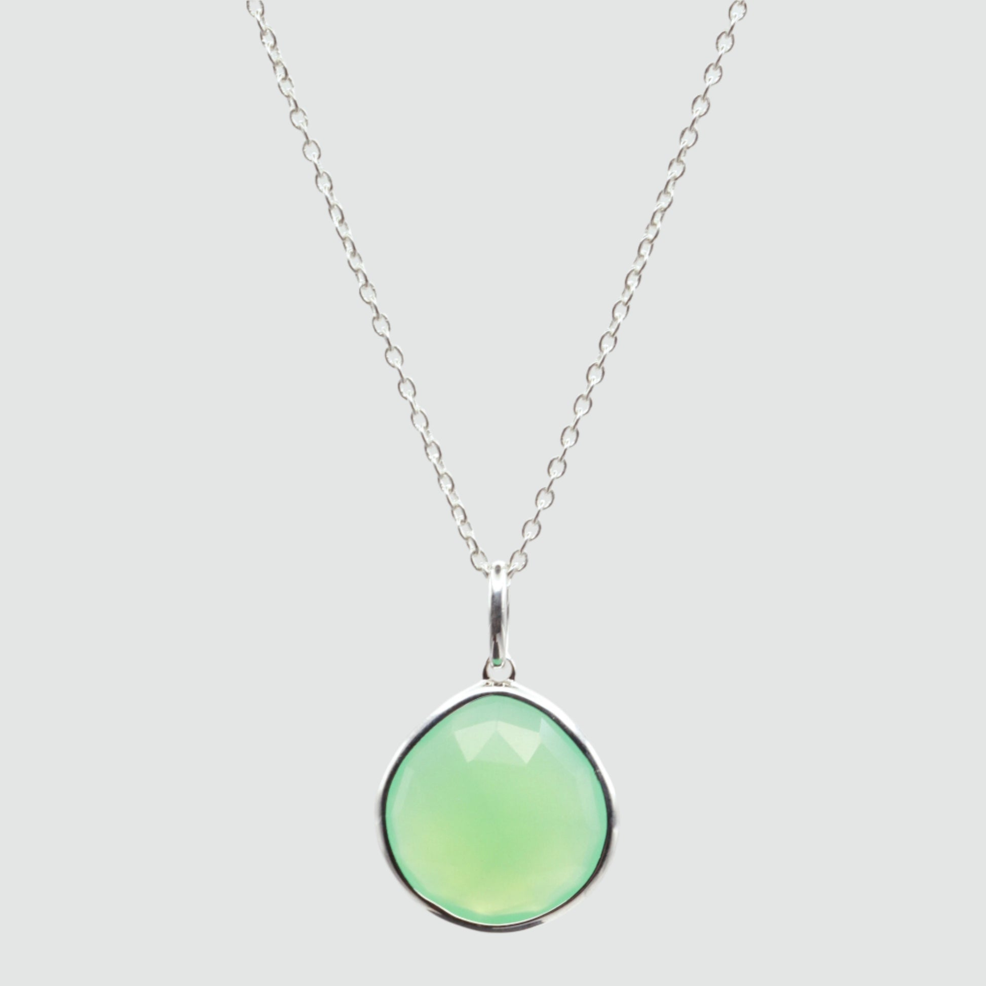 Chrysoprase silver pear pendant 