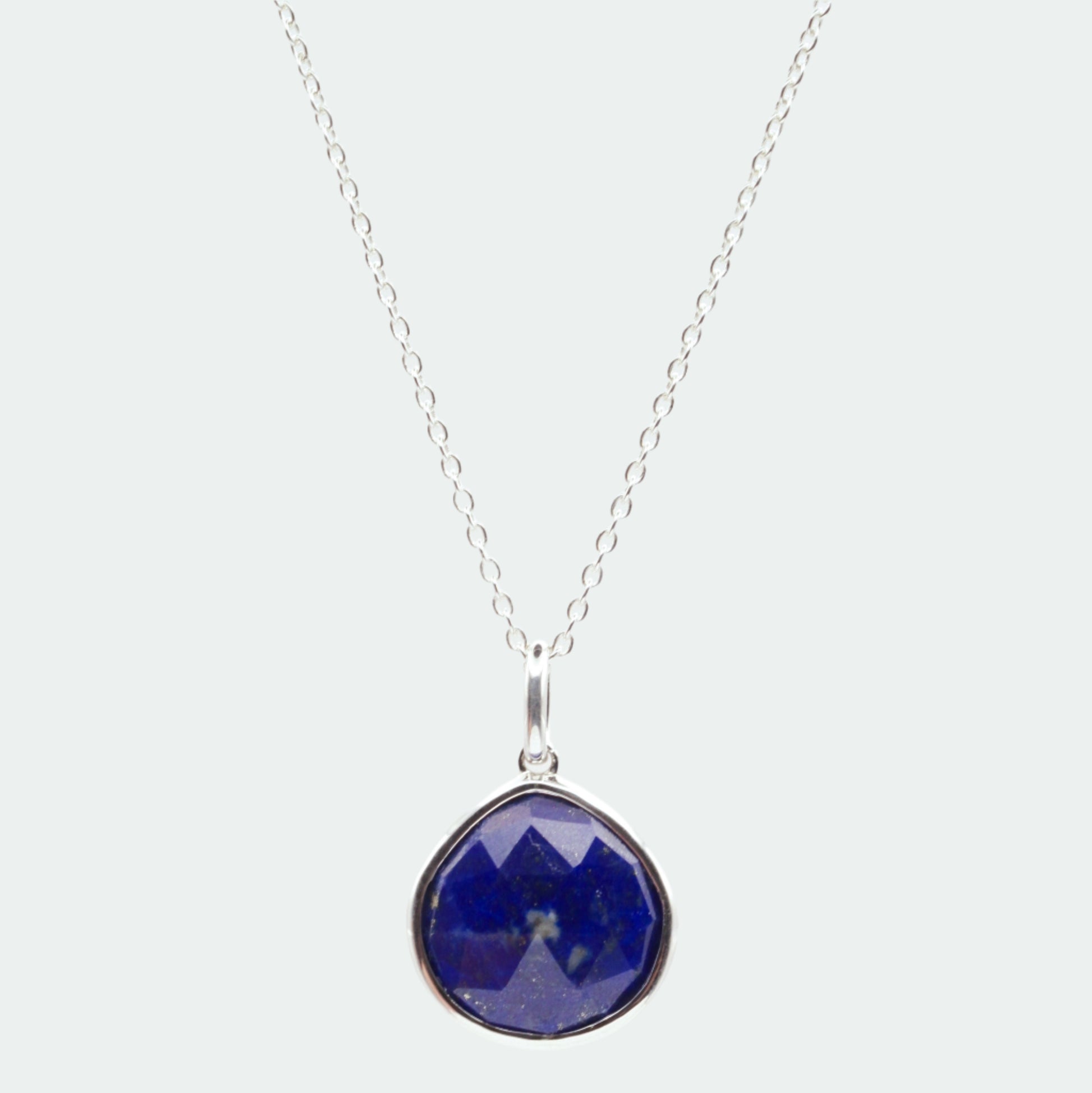 Lapis lazuli silver pear pendant 