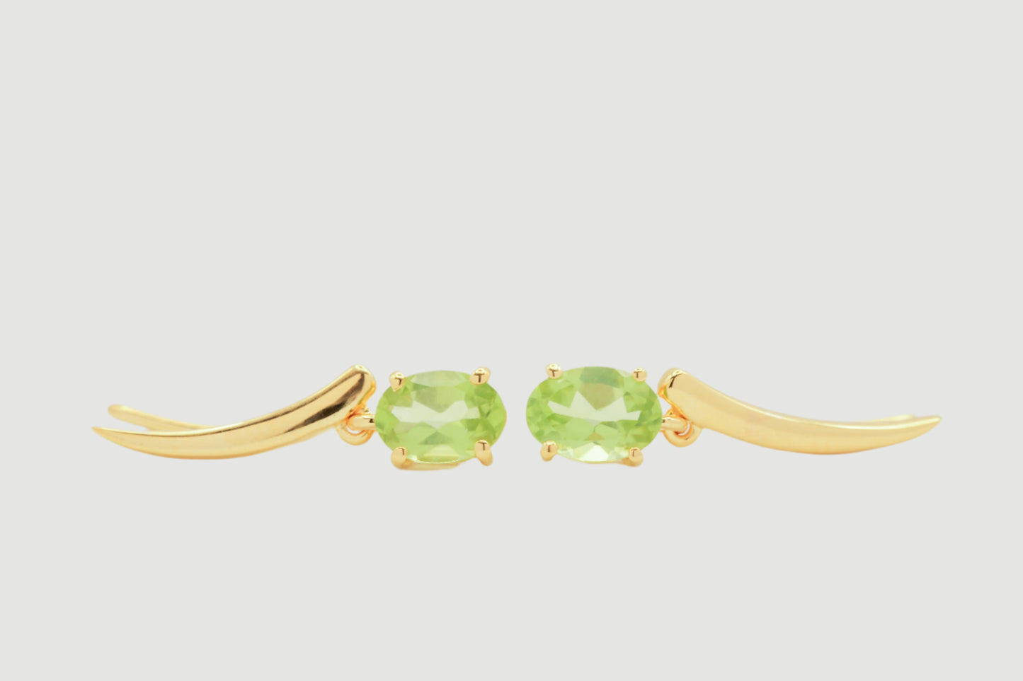 Peridot gold climber earring