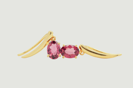 Rhodolite gold climber earring 