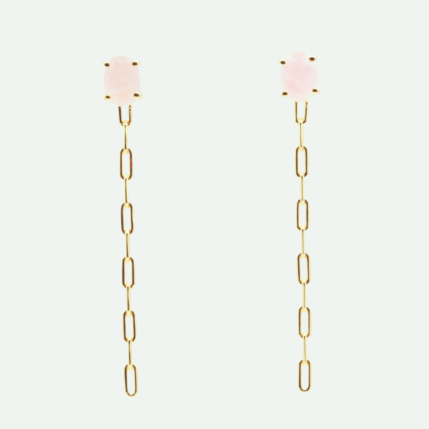Rose quartz gold earrings