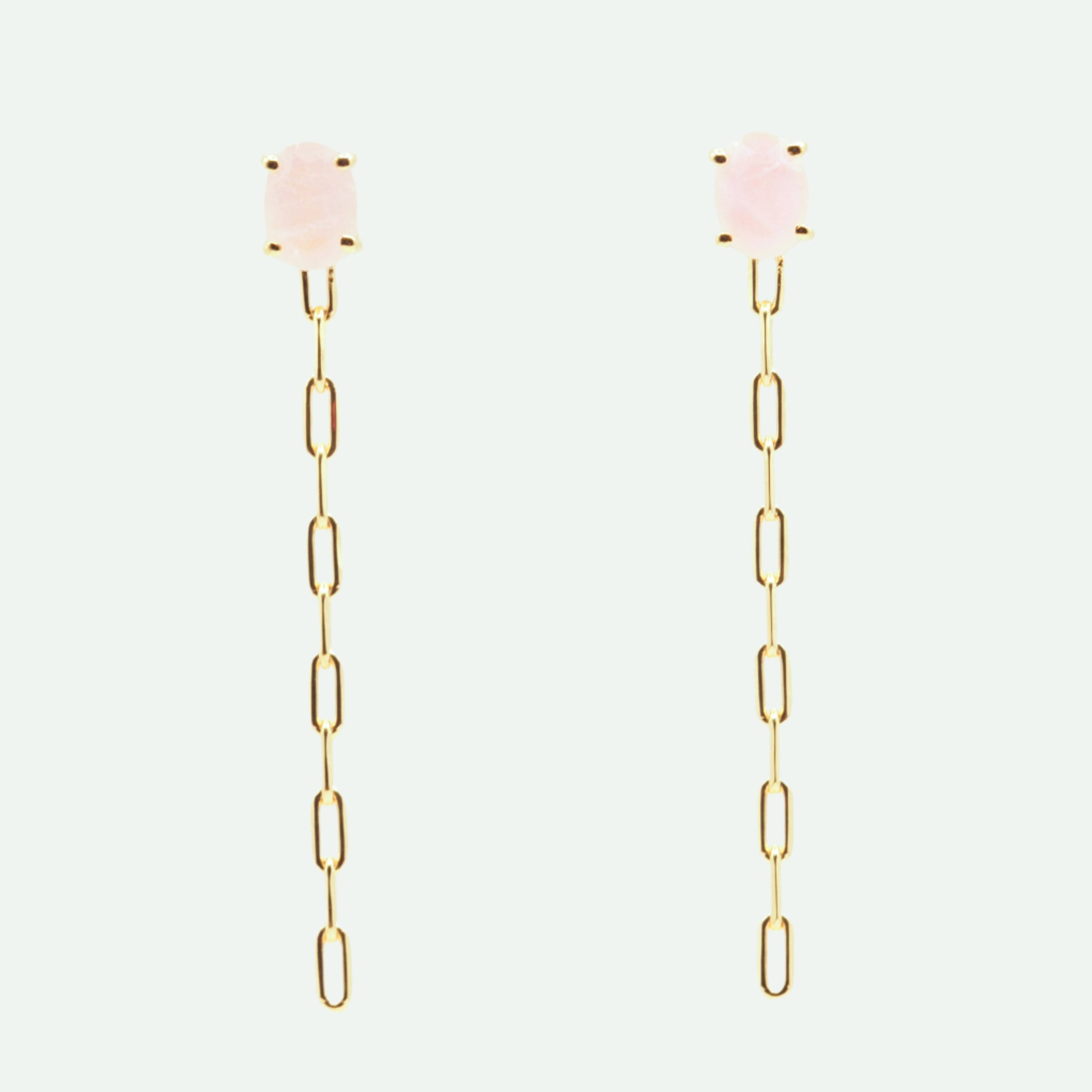Rose quartz gold earrings