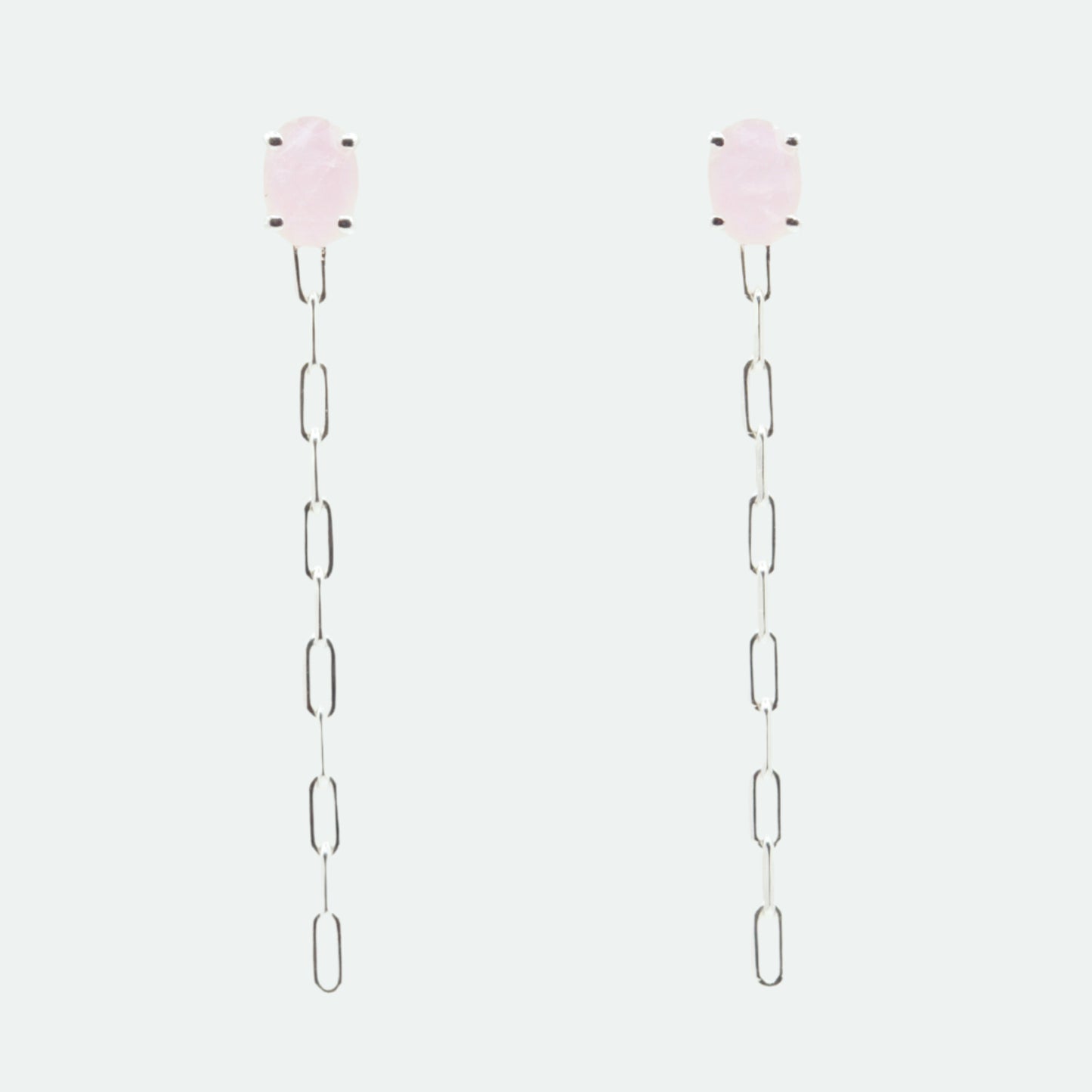 Rose quartz silver earrings