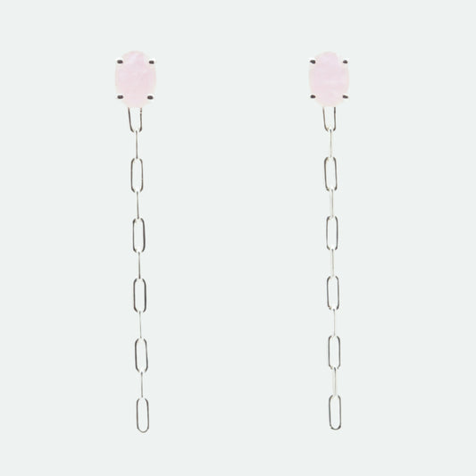 Rose quartz silver earrings