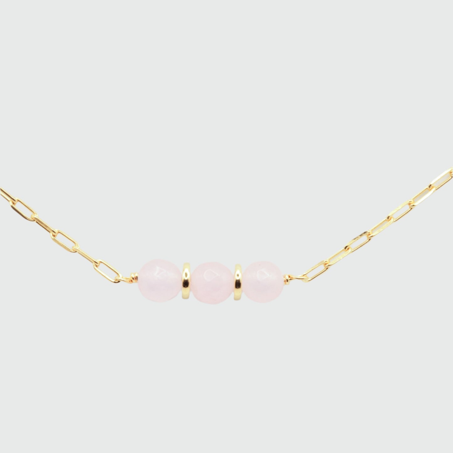 Rose quartz gold chain necklace 
