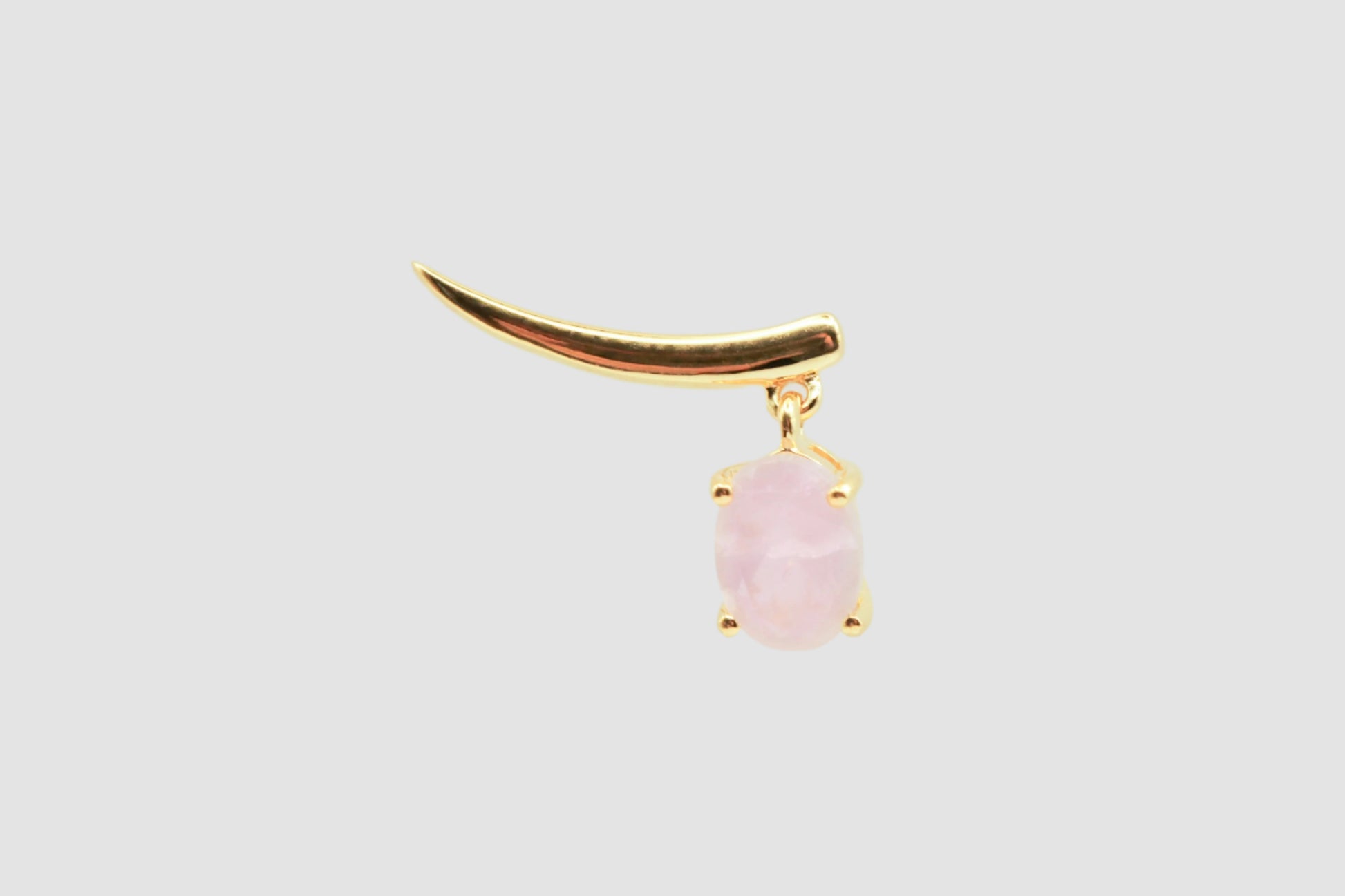 Rose quartz gold climber earring