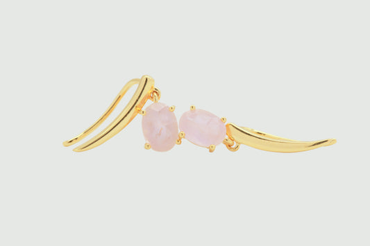 Rose quartz gold climber earring 