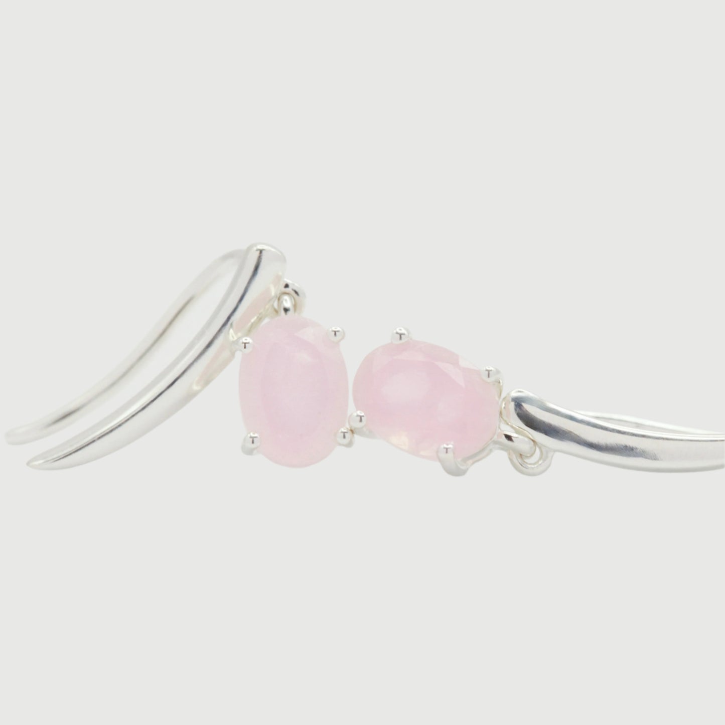 Rose quartz silver climber earring 