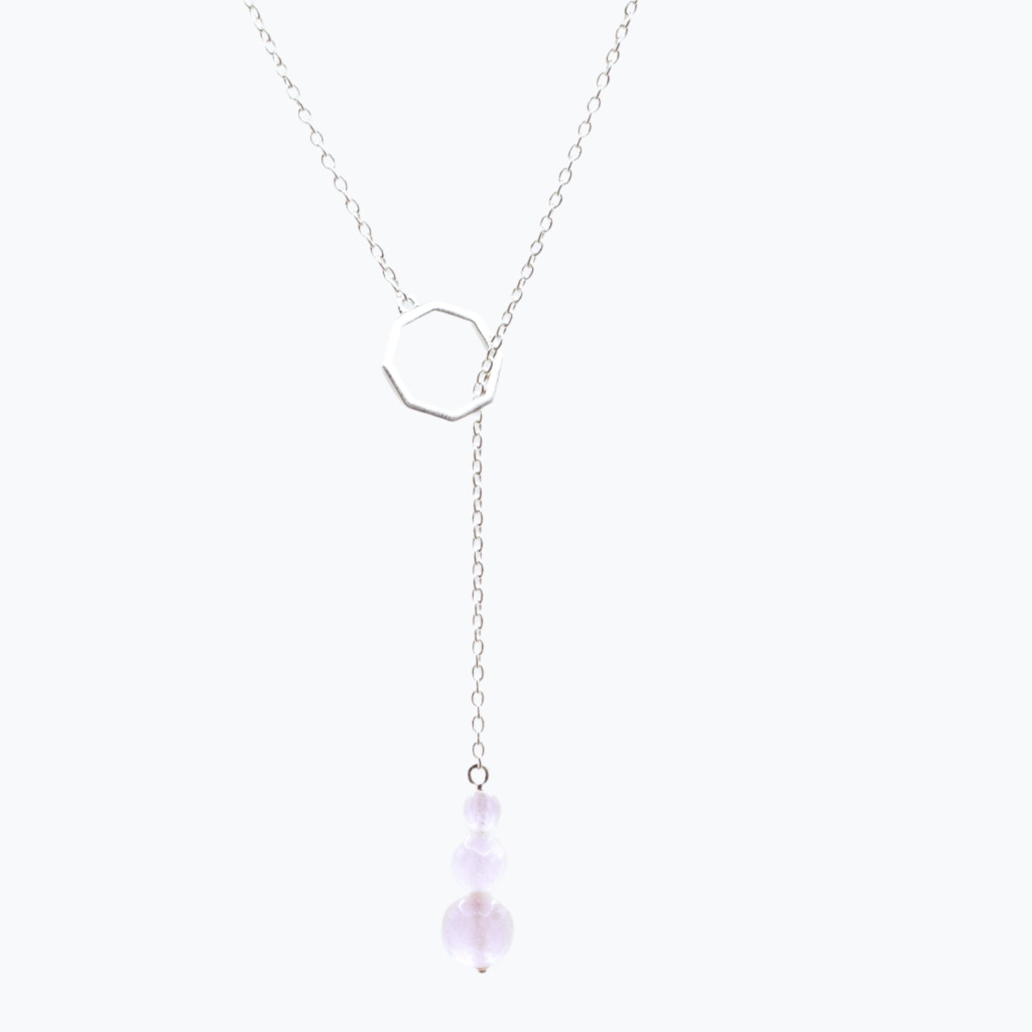 Rose quartz silver drop necklace 