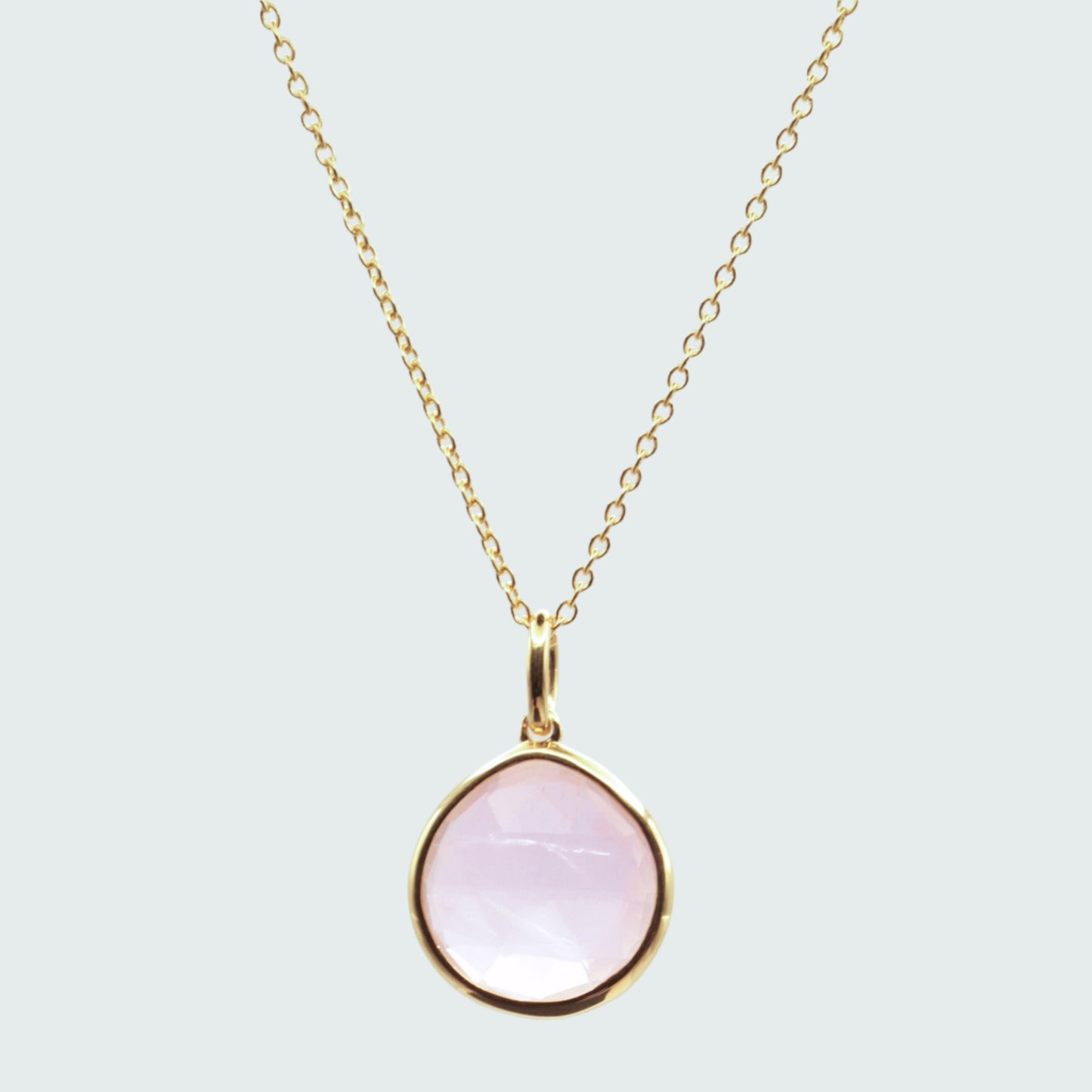 Rose quartz gold pear pendant 