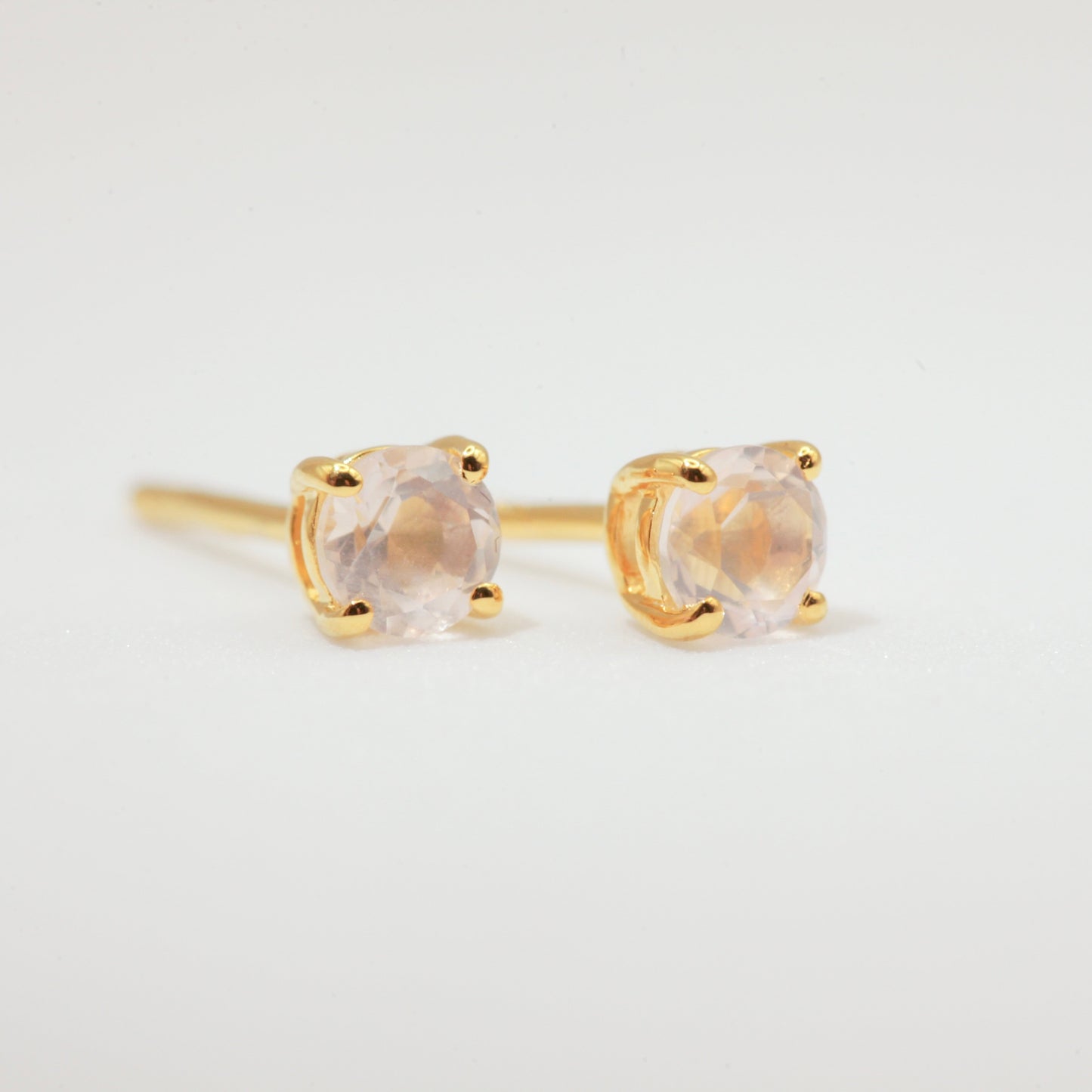 Rose quartz gold studs 