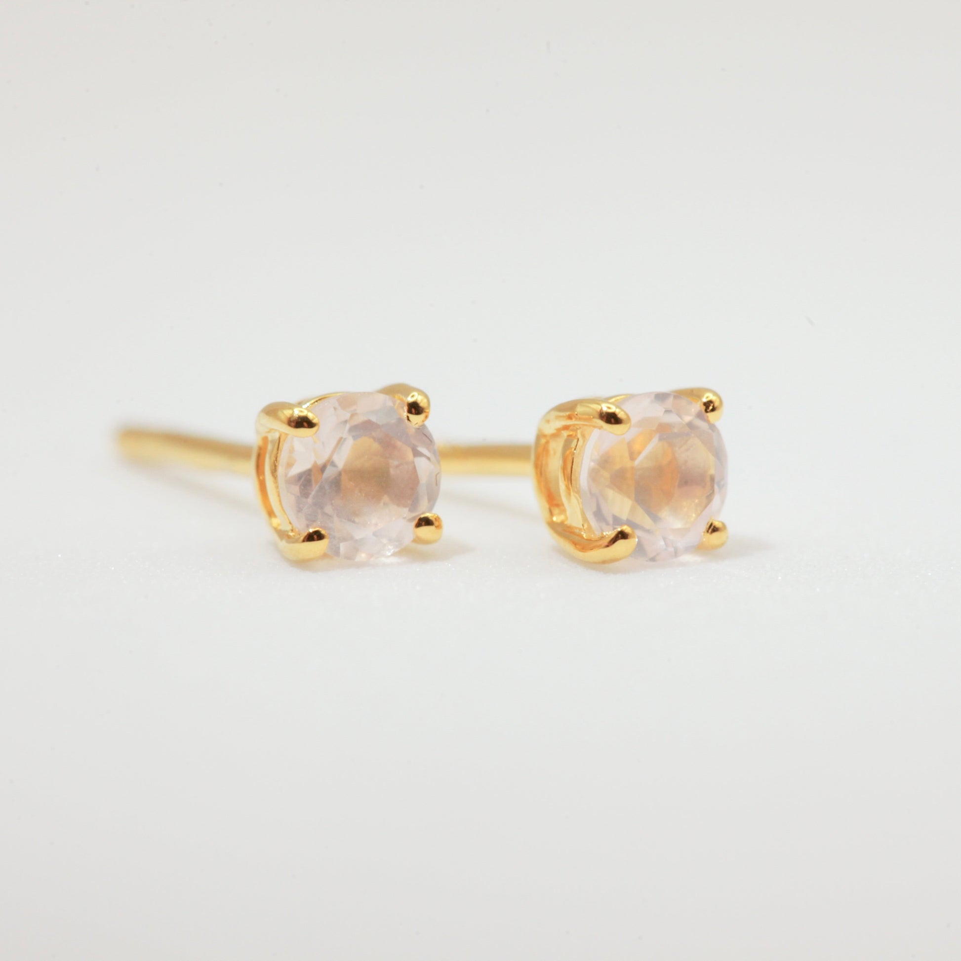 Rose quartz gold studs 