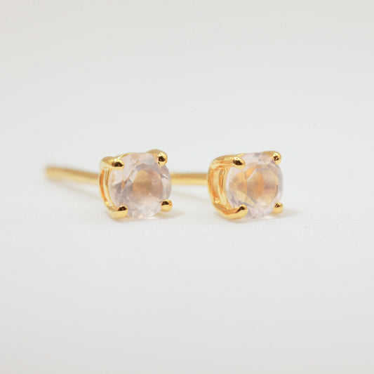 Rose quartz gold studs 
