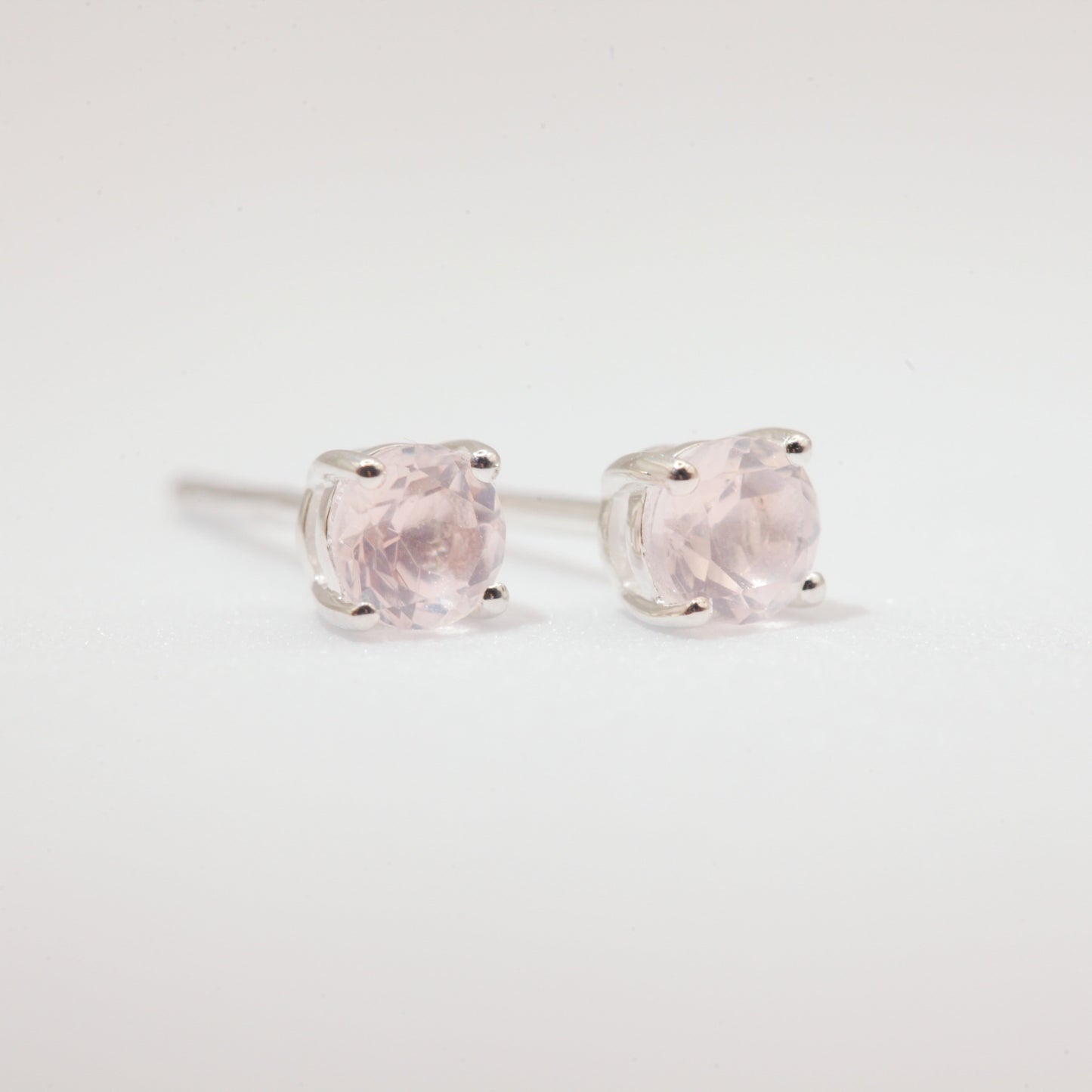 Rose quartz silver studs 
