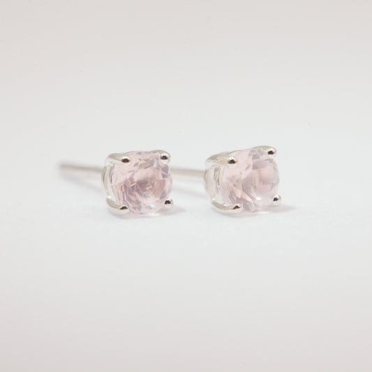 Rose quartz silver studs 