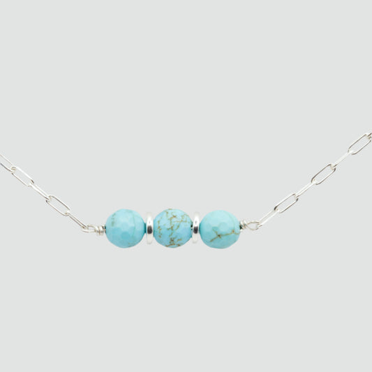 Turquoise silver chain necklace 
