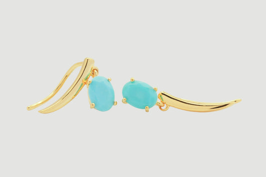 Turquoise gold climber earrings